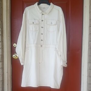 Terra & Sky 4X Off-white Button-Down Mini Dress w Pockets